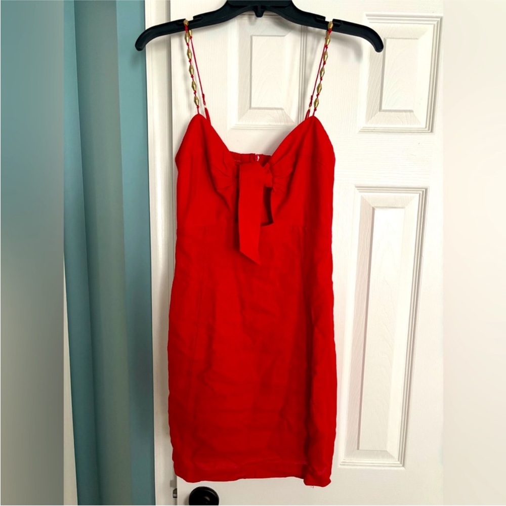 Vix linen dress red